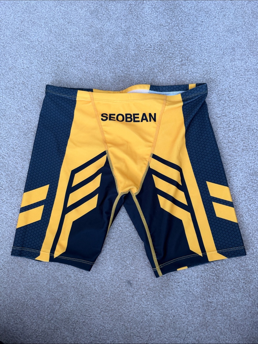 Seobean Men's Yellow & Black Performance Swim Jammer